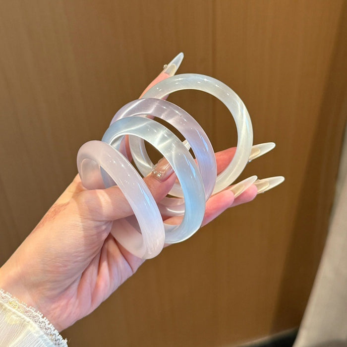 Minimalist Round Cat Eye Stone Bangle For Women New Chinese Style Elegant Fashion Jewelry