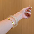Minimalist Round Cat Eye Stone Bangle For Women New Chinese Style Elegant Fashion Jewelry view 3