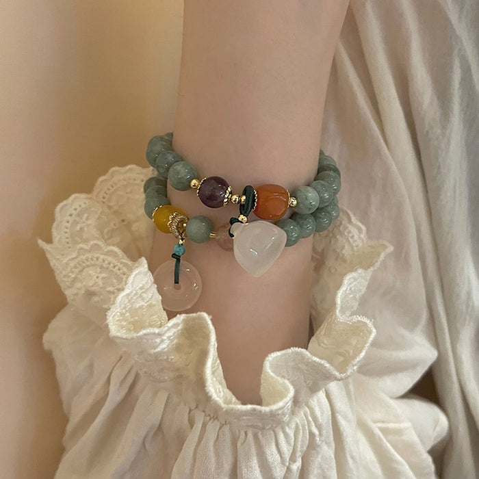 Lotus Pod Floral Chalcedony Beaded Bangle For Women Sweet Fresh Summer Fashion Jewelry