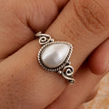 Baroque Vintage Antique Finish Ring For Women, Faux Pearl Elegant Classical Jewelry view 2
