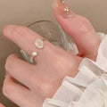 Korean Style Oval Resin Open Ring Minimalist Jewelry For Women view 4