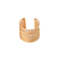 Bohemian Ethnic Wide Cuff Bracelet With Rhinestone Texture, Luxury Metal Line Bangle Jewelry view 5