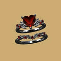 Vintage Gothic Couple Rings For Women, Lolita Black Red Heart Fashion Statement Jewelry view 2
