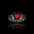 Vintage Gothic Couple Rings For Women, Lolita Black Red Heart Fashion Statement Jewelry view 3