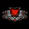 Vintage Gothic Couple Rings For Women, Lolita Black Red Heart Fashion Statement Jewelry view 1