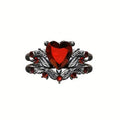 Vintage Gothic Couple Rings For Women, Lolita Black Red Heart Fashion Statement Jewelry view 5