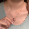 18K Gold Plated Hollow Round Faux Pearl Pendant Necklace, Light Luxury Minimalist Collarbone Chain view 1