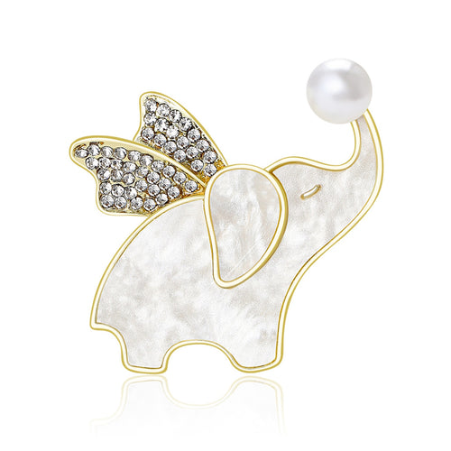 Natural Shell Elephant Pearl Brooch Pin For Cute Outfit Accessories
