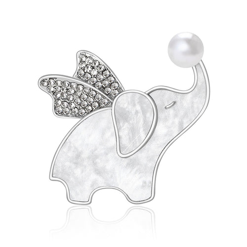 Natural Shell Elephant Pearl Brooch Pin For Cute Outfit Accessories