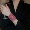 Colorful Crystal Rhinestone Copper Elastic Bangle, Geometric Light Luxury Bracelet For Women view 4