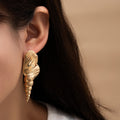 Luxury Gold Alloy Conch Shell Stud Earrings For Women, Ocean Vacation Statement Elegant Earrings view 1
