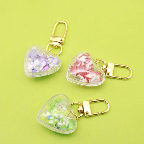 Acrylic Glitter Gradient Heart Keychain DIY Bag Charm Gift