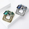 Alloy Hollow Square Crystal Wreath Brooch Pin For Apparel view 3