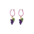 Cute Enamel Fruit Hoop Huggie Watermelon Grape Mushroom Charms Summer Sweet Women Fashion Earrings view 5