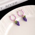 Cute Enamel Fruit Hoop Huggie Watermelon Grape Mushroom Charms Summer Sweet Women Fashion Earrings view 4