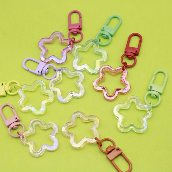 Metal Color Plated Hollow Star Keychain For Bag Charm