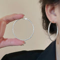 Copper Round Minimalist Hoop Earrings With Silver Posts, European Light Luxury Designer Style view 2