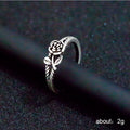 Antique Silver-Tone Open Rose Ring With Leaf Detail view 5