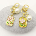 Zinc Alloy Enamel Oil Painting Flower Keychain Bag Charm view 3