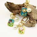 Zinc Alloy Enamel Oil Painting Flower Keychain Bag Charm view 4