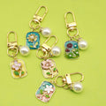 Zinc Alloy Enamel Oil Painting Flower Keychain Bag Charm view 1