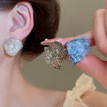 Irregular Geometric Resin Stud Earrings, Creative Fresh Sweet Premium Niche Design view 2