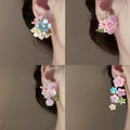 Colorful Beaded Flower Stud Earrings Alloy Fresh Forest Style Vacation Jewelry For Women view 2