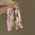 Colorful Beaded Flower Stud Earrings Alloy Fresh Forest Style Vacation Jewelry For Women view 3
