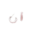 Fresh Minimalist C Shape Wrinkled Crystal Stud Earrings With Sterling Silver Pins Geometric Round Design view 5