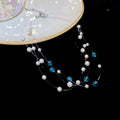 Elegant Layered Faux Pearl Glass Crystal Beaded Round Geometric Clavicle Necklace For Women view 4