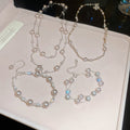 French Vintage Rose Faux Pearl Layered Clavicle Necklace, Light Luxury Geometric Round Design view 2