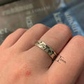Women's Vintage Blackened Metal Ring, Embossed Mushroom Pastoral Distressed Finger Jewelry view 4