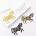 Hollow Alloy Running Horse Brooch Pin For Fashion Clothing Decoration view 3