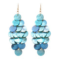 Round Shell Tassel Drop Earrings, Geometric Beach Vacation Style Ear Hook Jewelry view 5