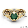 Gold Tone Emerald Green Center Filigree Pave Shoulder Ring view 5