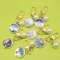 Zinc Alloy Enamel Vintage Flower Painting Keychain Bag Charm view 1
