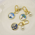 Zinc Alloy Enamel Vintage Flower Painting Keychain Bag Charm view 3