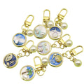 Zinc Alloy Enamel Vintage Flower Painting Keychain Bag Charm view 5