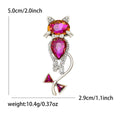 Alloy Glass Long Tail Cat Brooch For Women Suit Lapels view 6