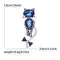 Alloy Glass Long Tail Cat Brooch For Women Suit Lapels view 5