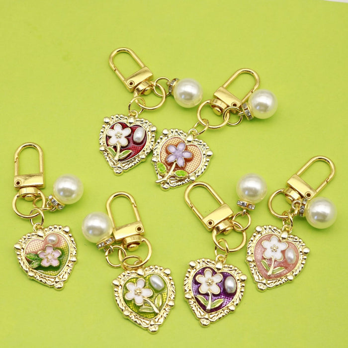 Metal Monet Garden Oil Painting Keychain Bag Charm Gift