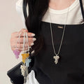 Copper Round Glass Bead Grape Cluster Pendant Necklace For Women Minimalist Geometric Collarbone Jewelry view 1