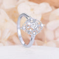 Silver And Rose Gold-Tone Floral Crystal Cluster Ring view 3