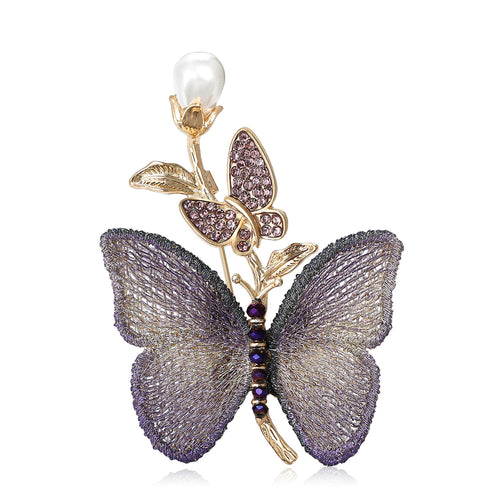 Fabric Rhinestone Bow Brooch Pin For Luxury Apparel Decoration