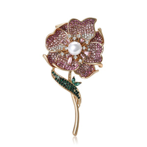 Rhinestone Rose Flower Brooch Pin For Suits And Fashion Clothing