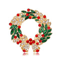 Red Gold Tone Christmas Reindeer Wreath Seven Designs Metal Brooch Pin view 8