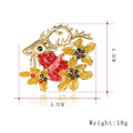 Red Gold Tone Christmas Reindeer Wreath Seven Designs Metal Brooch Pin view 4