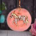 Jeweled Horse Plush Pom Pom Keychains in Fifteen Pictured Colors view 10