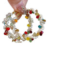 Pearl Glass Wrapped Colorful Hoop Earrings With Silver Pins, Light Luxury Letter Design view 5