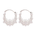 Chic Faux Pearl Hollow Flower Basket U Shaped Earrings, Light Luxury Floral Ear Cuffs view 5